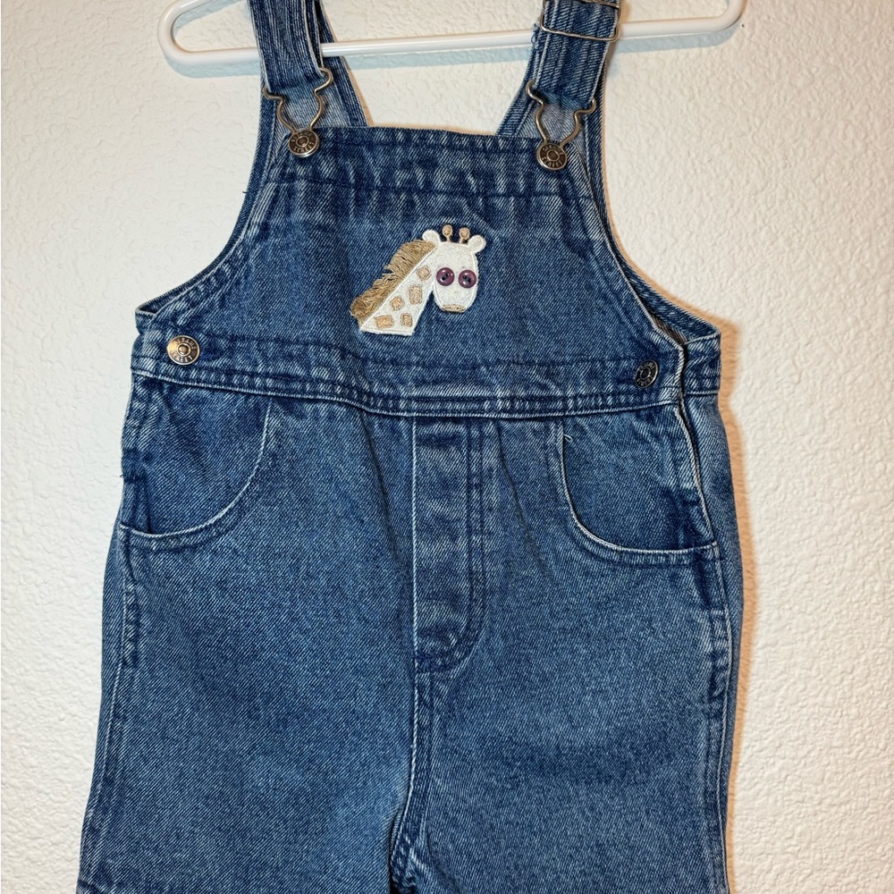 Sesame Street Blue Denim Overalls with Giraffe Patch